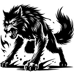Angry wolf silhouette vector design