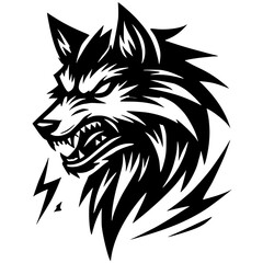 Angry wolf silhouette vector design
