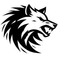 Angry wolf silhouette vector design