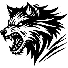 Angry wolf silhouette vector design © Breck