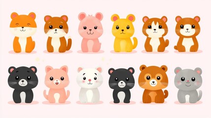 Obraz premium Cute cartoon animals set. illustration of a cute animal collection