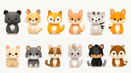 Obraz premium Cute cartoon animals set. illustration of a cute animal collection