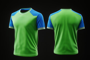 green and blue jersey template for team clubs, jersey sport, front and back, Tshirt mockup sports jersey template design for football soccer, racing, gaming, sports jersey