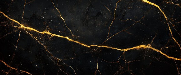 luxurious black marble texture with golden veins and ambient lighting