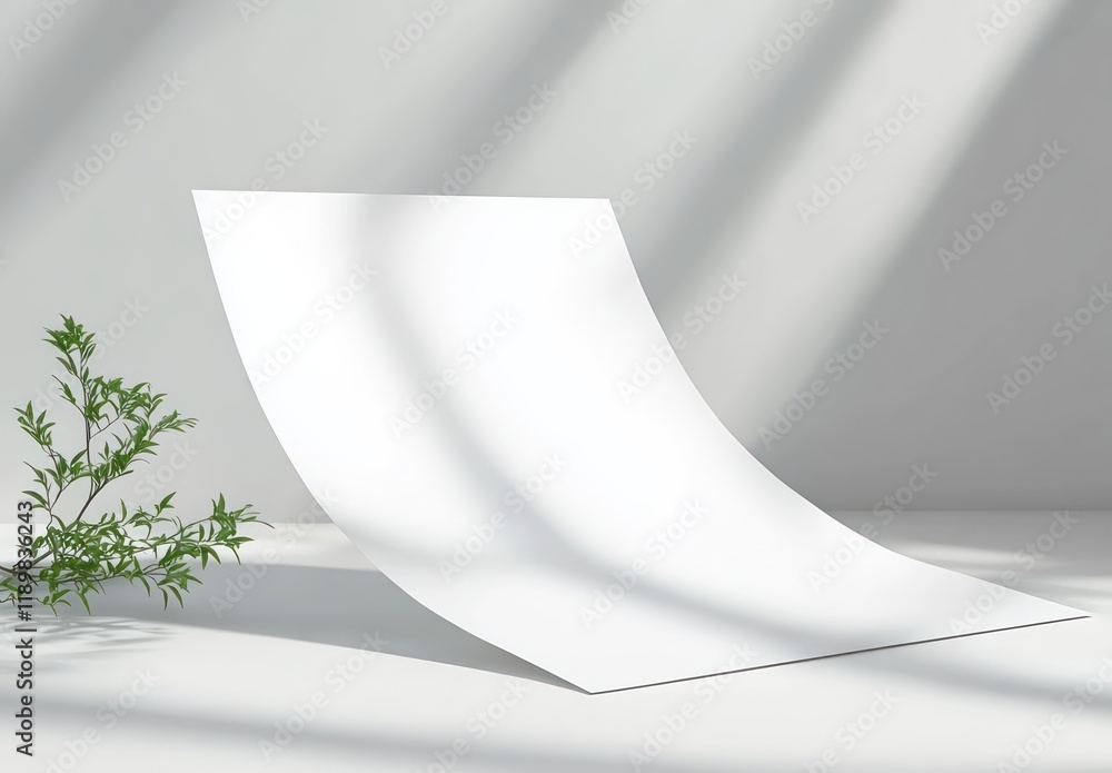 Poster minimalist blank white paper mockup template with soft shadows and diffused lighting