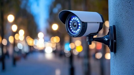 Security innovation in detail - a CCTV camera providing observation, maintaining order, tracking motion, enhancing awareness, safeguarding property, recording events, reliable equipment.