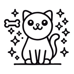 Adorable illustrator and line art of cats for coloring book
