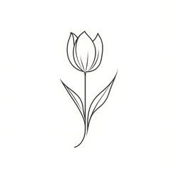Obraz premium Minimalistic Tulip Icon with Long Curved Stem and Simple Petal Details