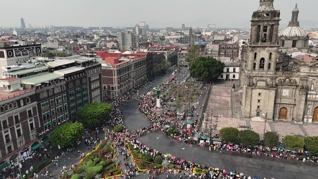 Day of the Dead celebrations in the Zocalo captured from a drone