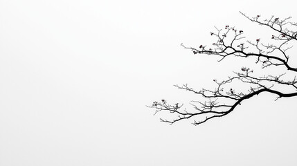 Silhouette of a Branch: A stark silhouette of a bare branch reaching out against a misty sky. The image evokes feelings of  minimalism and solitude.