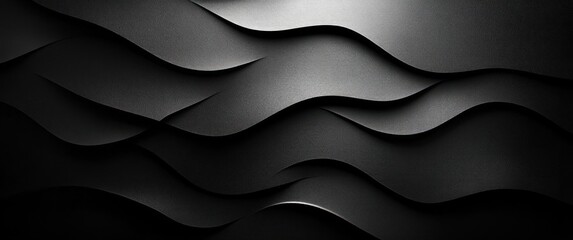 Obraz premium Modern Abstract Black Background Minimalist Studio Room with Low-Angle Lighting and Stark Shadows