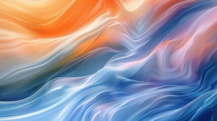 Obraz premium A vibrant abstract design featuring flowing waves of orange and blue hues.