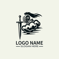Knight Cloud Racer Logo Design, Sky Knight Racing Logo, Cloud Chaser Knight Logo, Fantasy Racing Knight Logo, Medieval Racing Logo