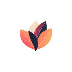 Simple 2D Logo of Overlapping Leaves with Elegant Details