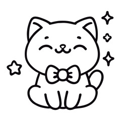 Adorable illustrator and line art of cats for coloring book
