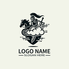Knight Cloud Racer Logo Design, Sky Knight Racing Logo, Cloud Chaser Knight Logo, Fantasy Racing Knight Logo, Medieval Racing Logo