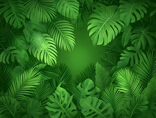 Lush Green Tropical Leaf Background Illustration
