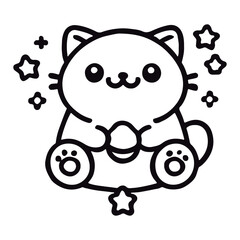 Adorable illustrator and line art of cats for coloring book
