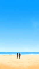 Beach Couple Illustration: Tranquil Day