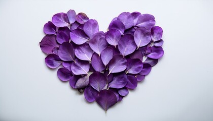 Fototapeta premium Purple petals arranged in a heart shape.