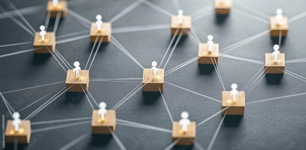 Poster digital network connection concept featuring people and teamwork