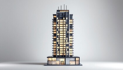 Modern Luxury Apartment Building Architectural Model - 3D Render
