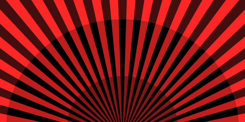 Fototapeta premium Paper cut circus stage with striped red and black lines curtains background. Papercut layers with stripe pattern. Vector background.