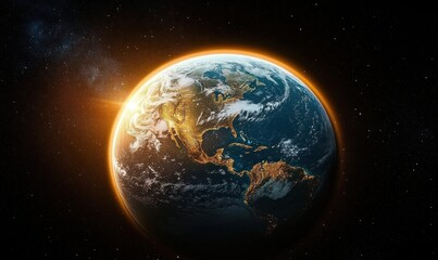 Fototapeta premium Earth from Space Vibrant View Hyper-realistic Planet Environment Nature Globe Galaxy