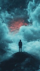 Obraz premium Solitude Amidst the Cosmos: A Surreal Landscape