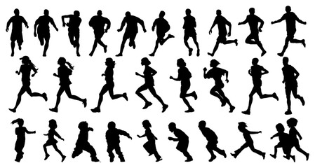 People Running Sports Silhouette Vector Pack graphic drawing illustration for stickers, streetwear, t-shirts, logos, print-on-demand, print, or branding