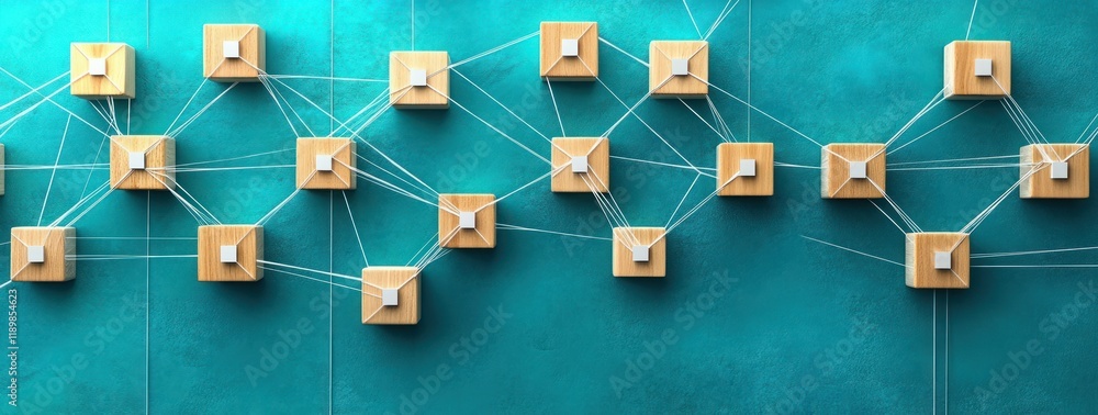 Poster digital network teamwork communication concept connecting community resources and business developme