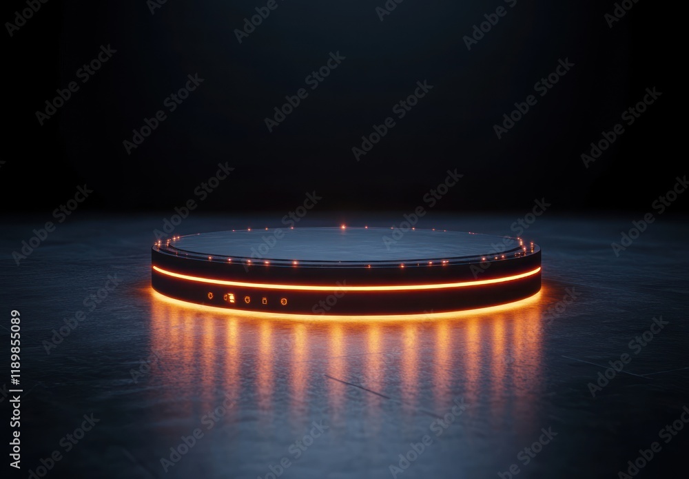 Fototapete futuristic showcase platform with glowing accents and circular design for product display