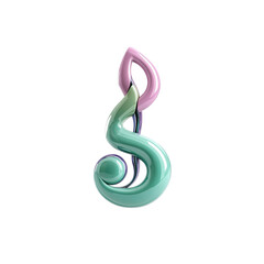 Abstract 3D Render of a Colorful Musical Note