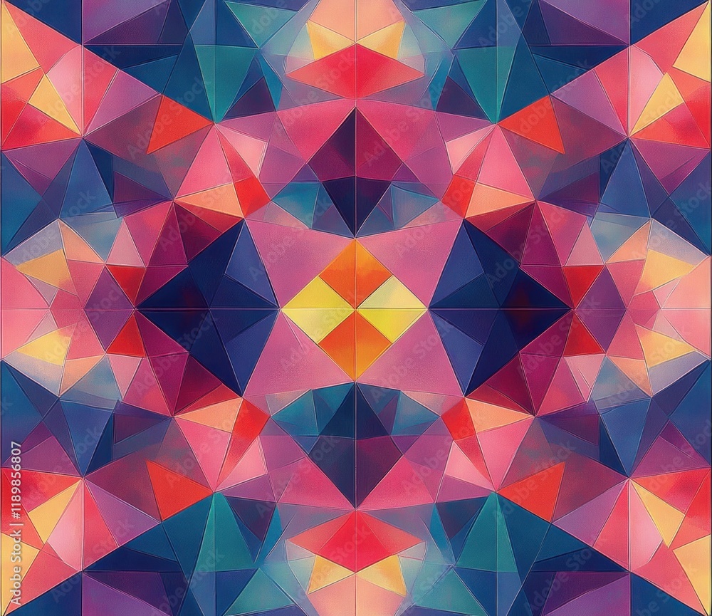 Poster geometric kaleidoscope pattern abstract background pastel triangles