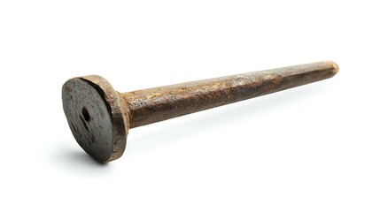 Old rusty nail isolated on a white background.