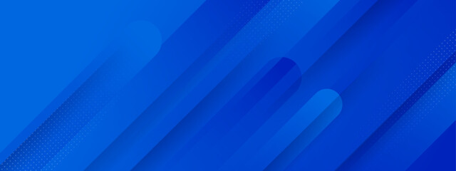 Blue banner background with modern dynamic stripes and lines. Suit for business banner, header, report, corporate, institution, party, festive, seminar, and talks