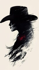 Fototapeta premium Mysterious Woman in a Hat: Abstract Black and White Portrait