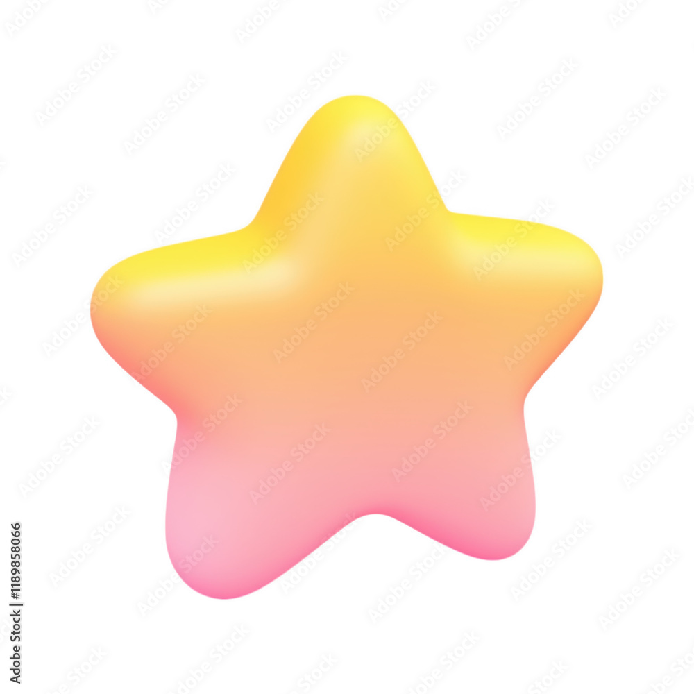 Poster bright and colorful 3d star icon with realistic lighting and smooth gradients