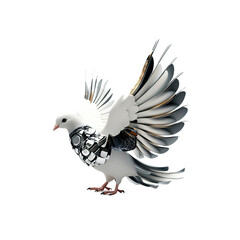 Cybernetic Dove in Flight Technological Evolution of Peace Symbol