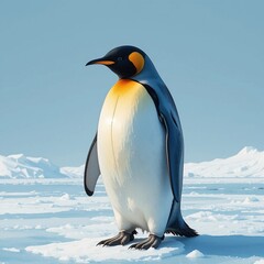 Fototapeta premium Majestic Emperor Penguin on Antarctic Ice Wildlife Photography
