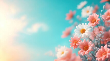 Fototapeta premium Floral blooming action in a sunlit garden nature bright close-up view serenity concept