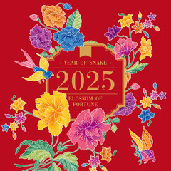 Chinese New Year 2025 Peonies Pattern Batik Sarong Post Design.