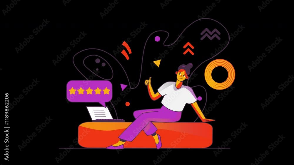Poster a joyful person of ambiguous ethnicity giving a thumbs-up while sitting on a couch with a laptop and