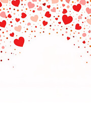 Pink Paper Hearts Confetti Overlay wedding card gift celebration design holiday background