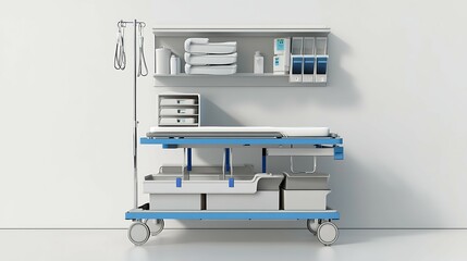 Trolley luggage on a white background for the hospital.