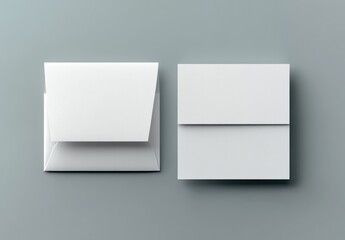 Fototapeta premium White Envelope and Blank Letter Mockup on Soft Gray Background Minimalist Design