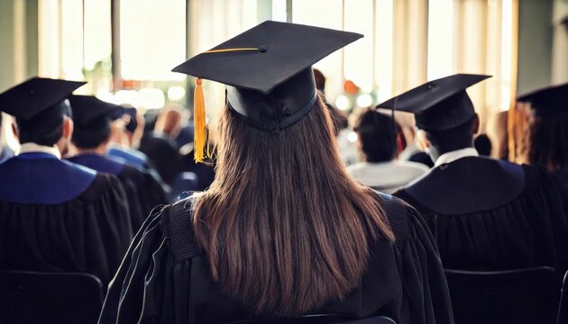 Students wearing their graduation caps and hats at the graudation ceremony
