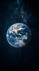 Obraz premium Earth from space, showing North and Central America, with nebula in background.