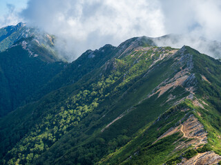 Naklejka premium 大天井岳から燕岳に続く稜線