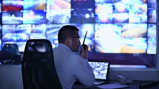 The CCTV officer communicated via walkie-talkie to the security guard to go and inspect the area where the problem occurred.